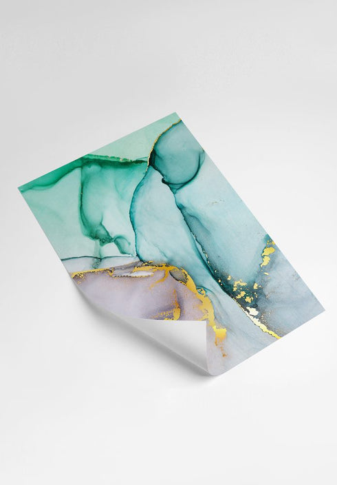 Watercolor Blue Real Gold Set Of 4 Posters 50x70cm